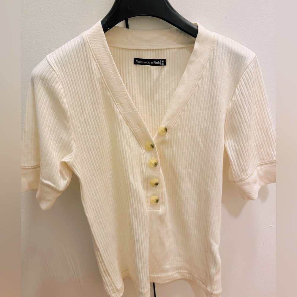 Abercrombie & Fitch half button cotton v-neck henley shirt